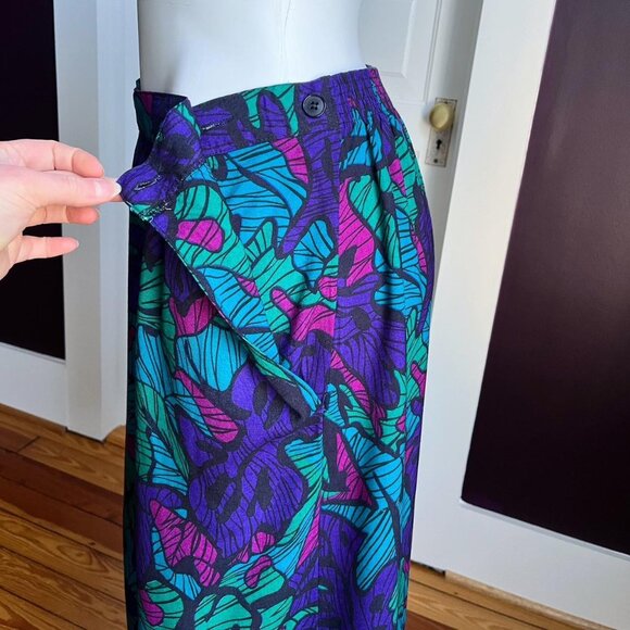 80s vaporwave leaf pattern skirt - Picture 4 of 7